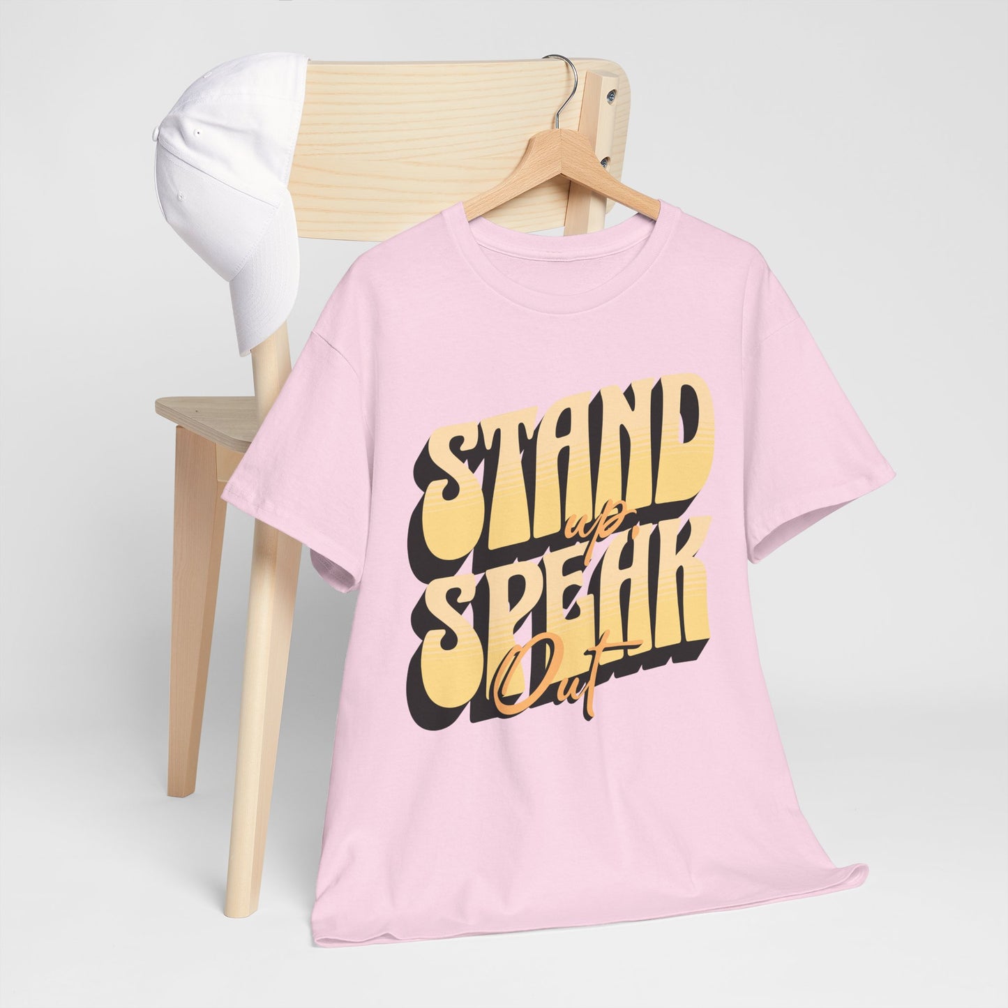Stand Up, Speak Out Tee — Retro Bold Typography Protest T-Shirt