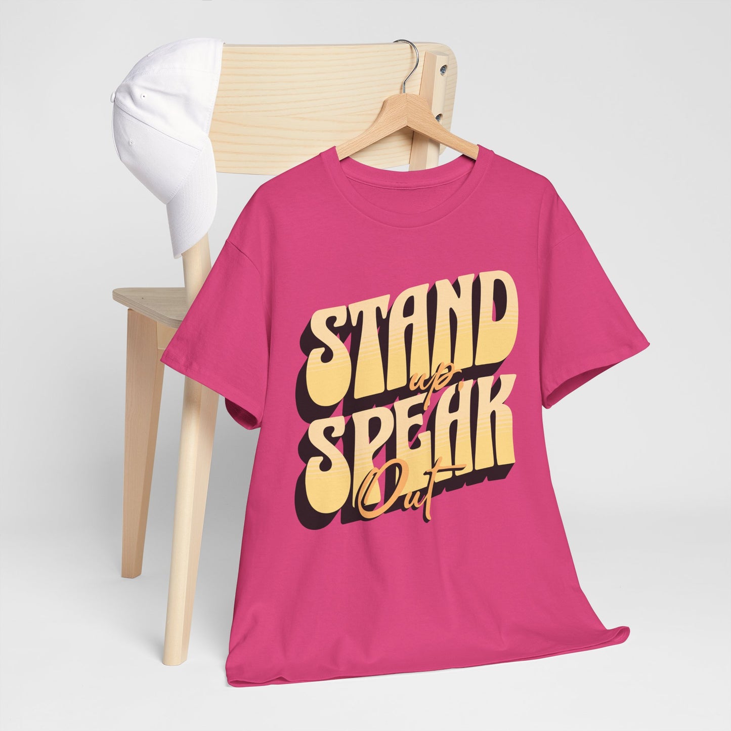 Stand Up, Speak Out Tee — Retro Bold Typography Protest T-Shirt