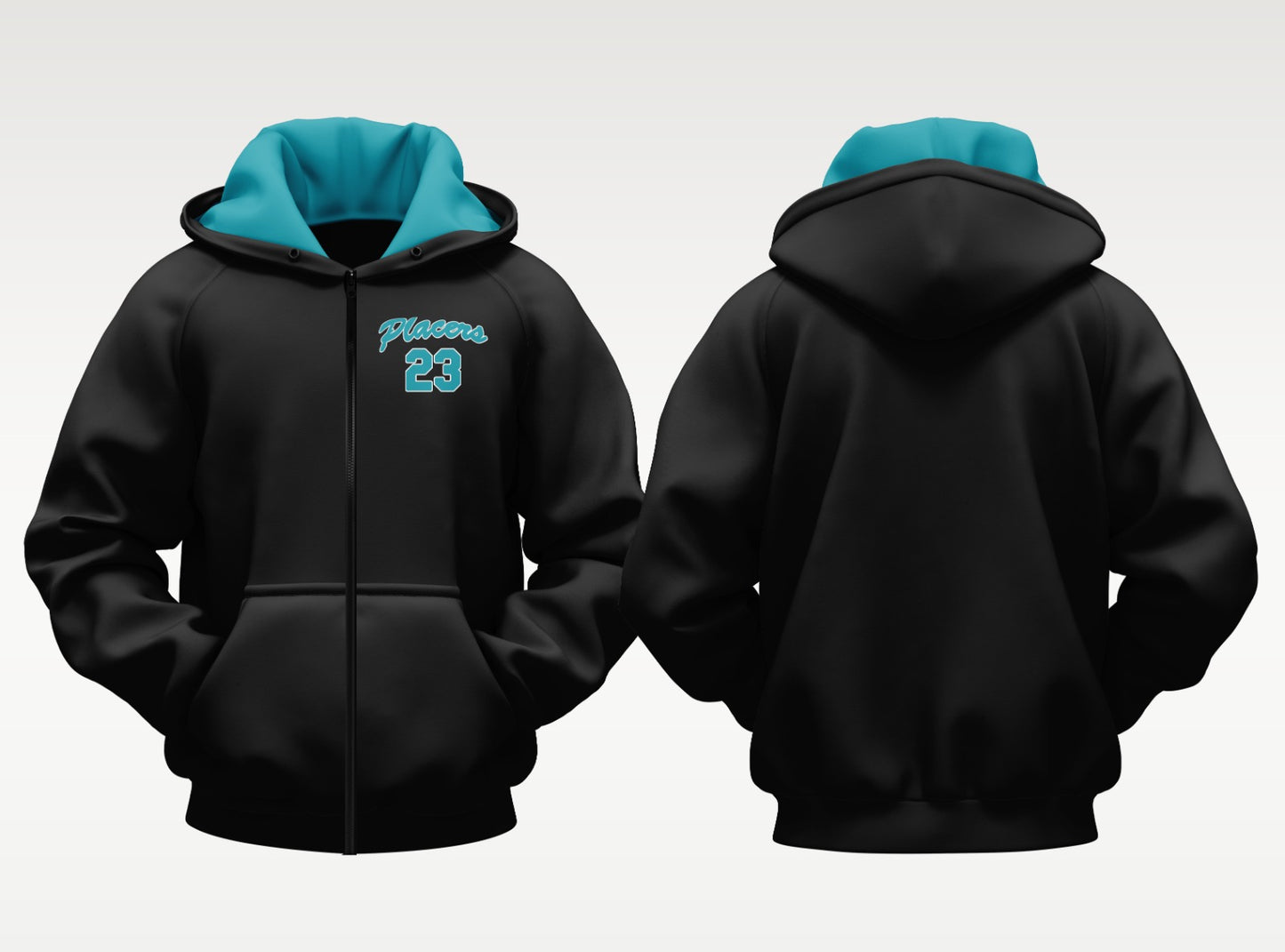 Placers Hoodie Black Zip Up