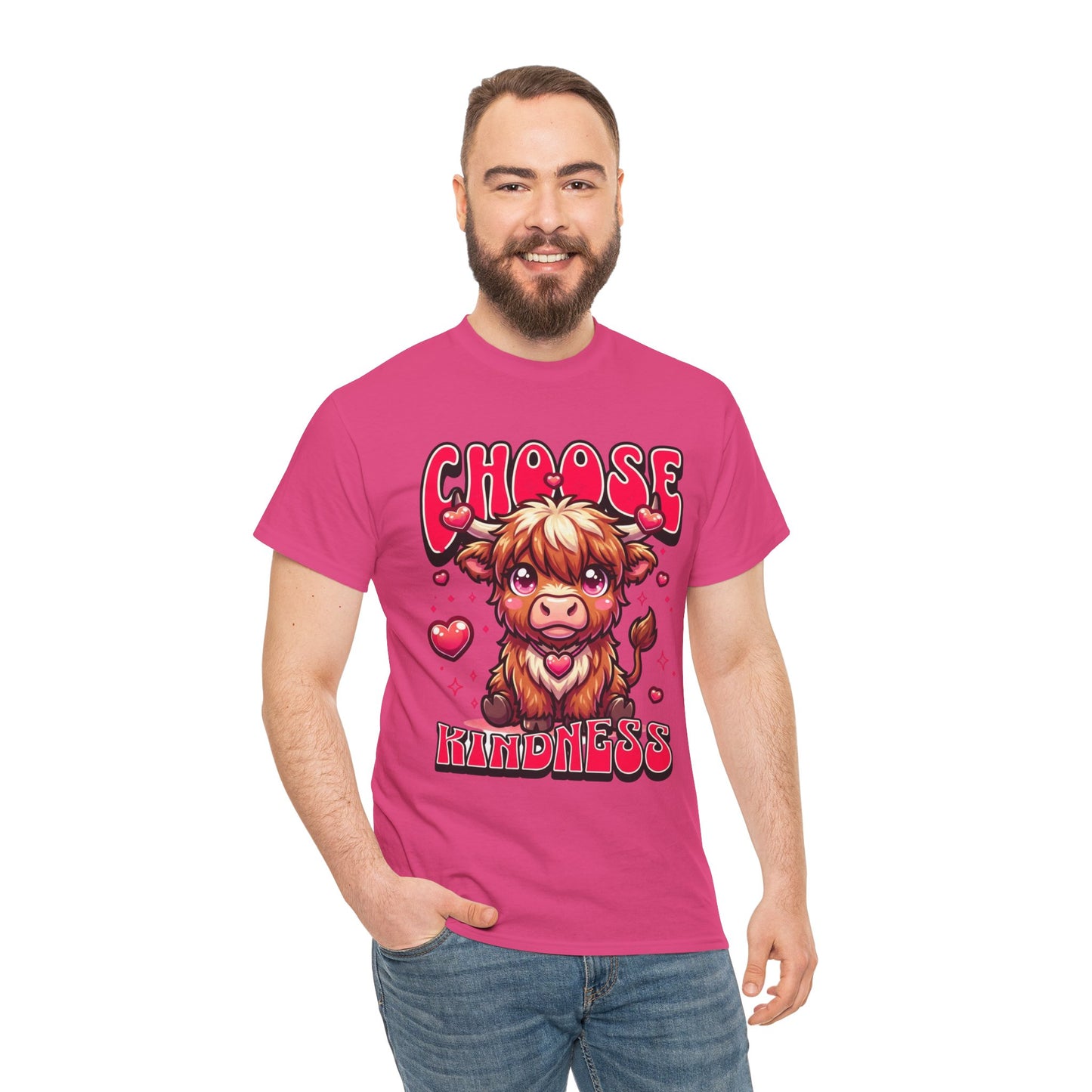Choose Kindness Tee — Cute Highland Cow Graphic T-Shirt