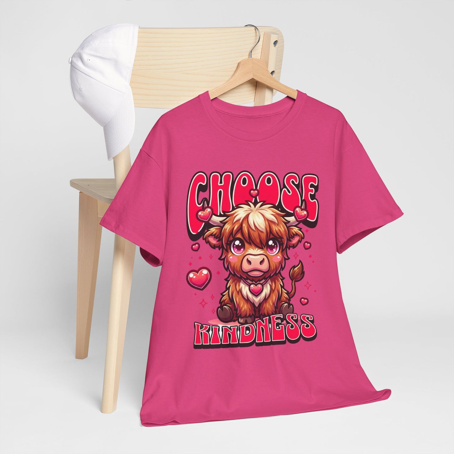Choose Kindness Tee — Cute Highland Cow Graphic T-Shirt