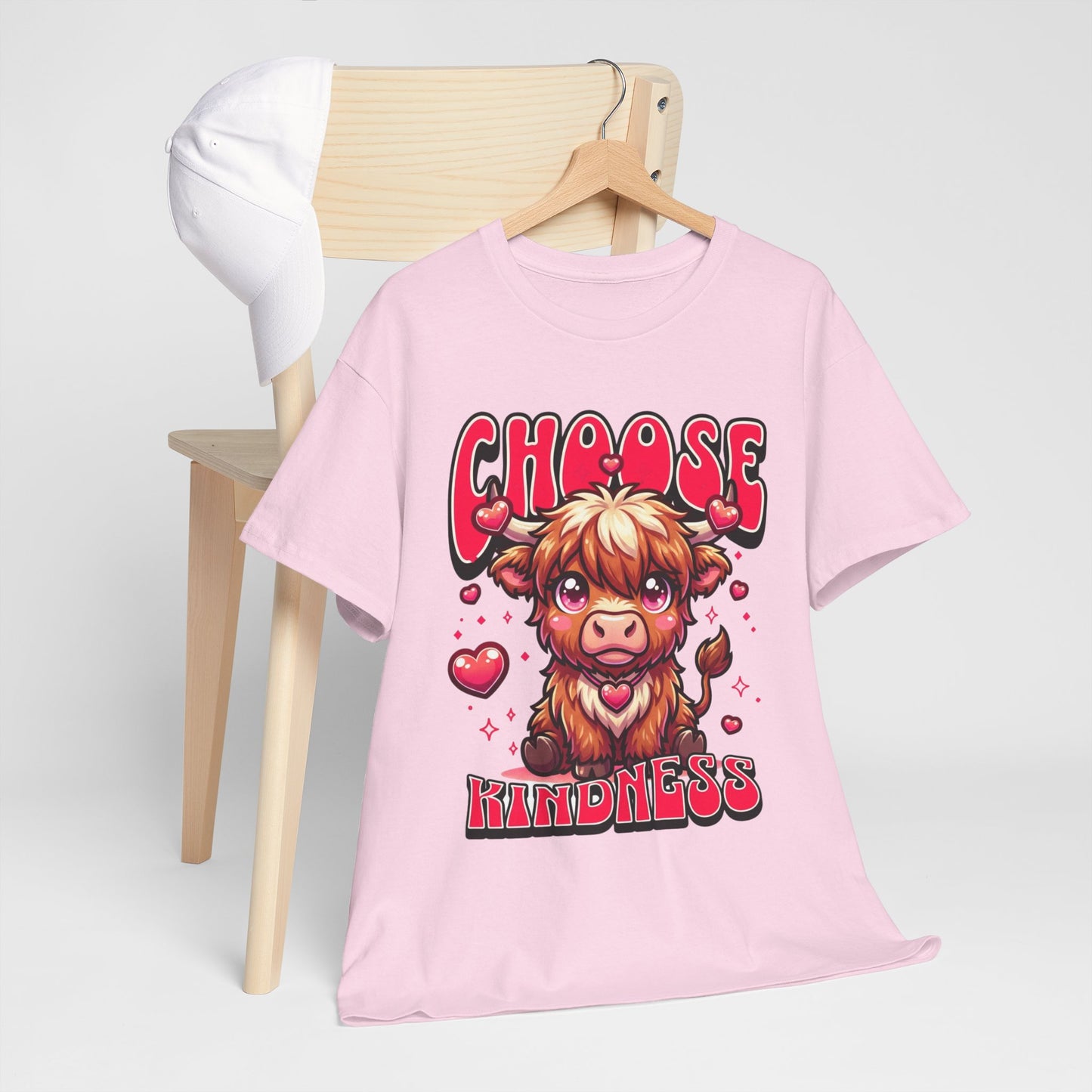 Choose Kindness Tee — Cute Highland Cow Graphic T-Shirt