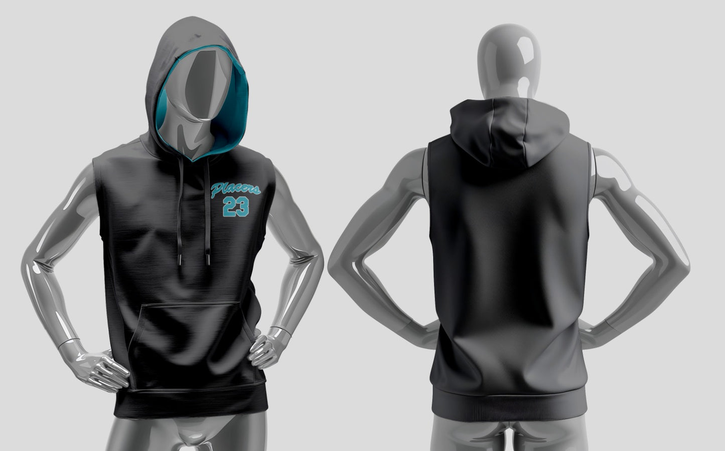 Placers Hoodie Black Sleeveless
